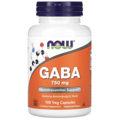 NOW Foods, ГАМК, Gaba, 750 мг, 100 растительных капсул